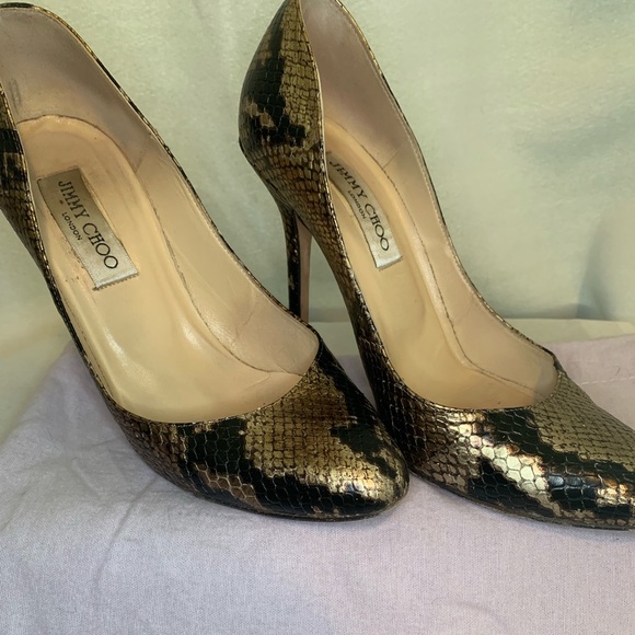 Gold snakeskin Jimmy Choo size 37 - Picture 1 of 5
